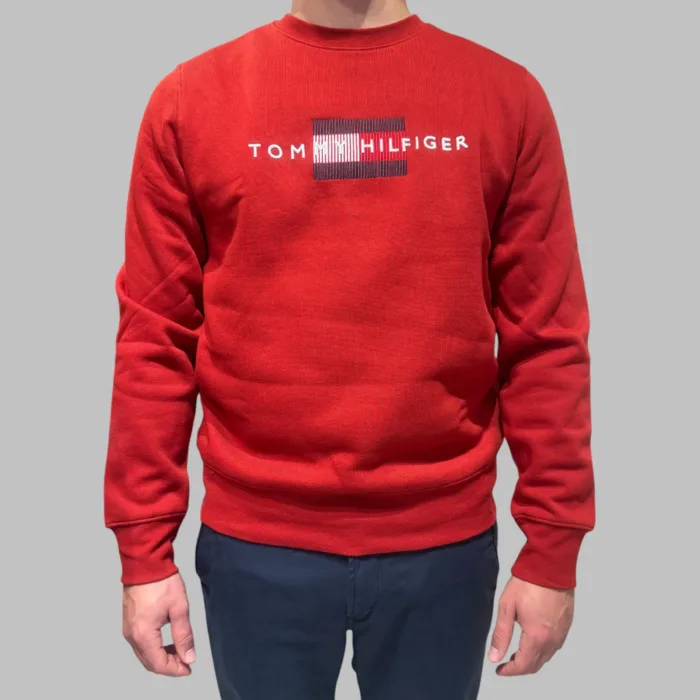 Felpa Girocollo Uomo Tommy Hilfiger Rossa in Pile art. MW0MW35541 XNN, foto 1 di 1
