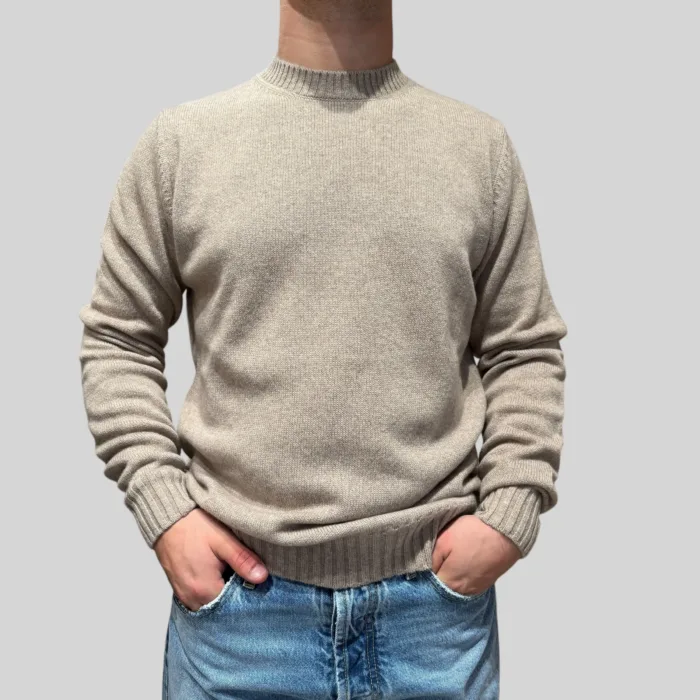 Maglione Girocollo Filippo De Laurentiis in Puro Cashmere Finezza 7 Beige Art. GC3MLM CA7R 060, foto 1 di 2
