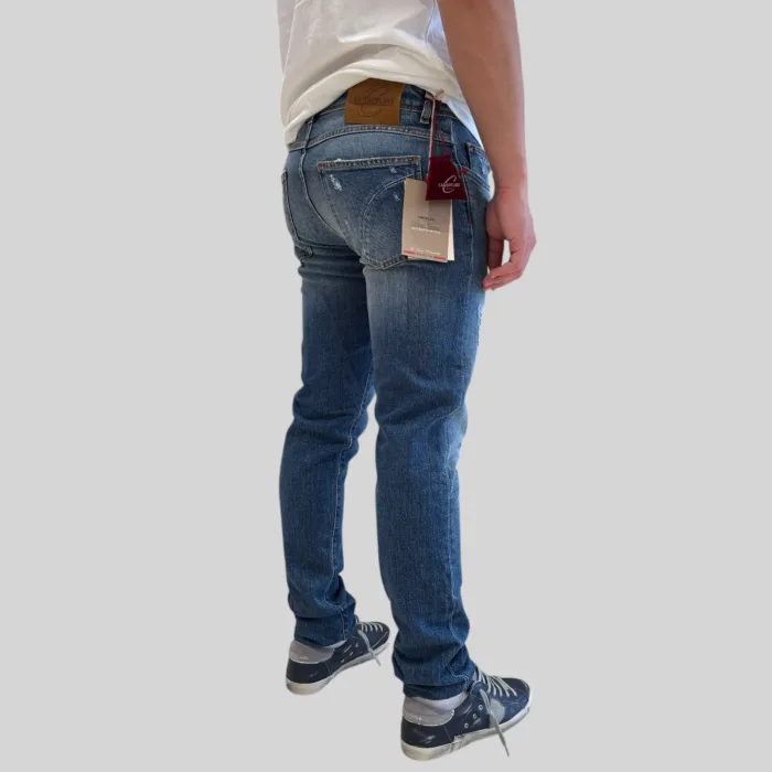 Jeans 5 Tasche Camouflage Con strappi Lavaggio Medio Chiaro art. Best Five D100 A895, foto 3 di 3