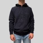 Felpa In Maglia con Cappuccio E Zip Filippo De Laurentiis in Misto Lana Cashmere Blu Notte art. FH1ML2AT WC12R 891