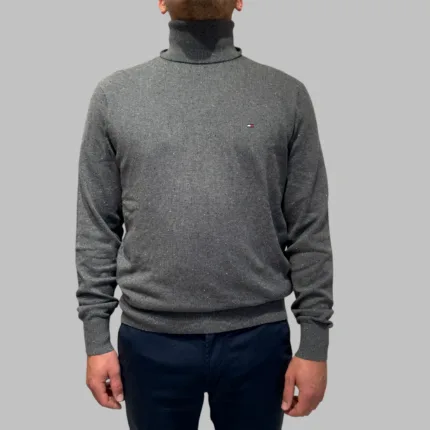 Maglione Dolcevita Uomo Cotton Cashmere Tommy Hilfiger Grigio Medio Melange art. MW0MW28048 P91