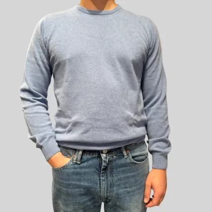 Maglione Girocollo Filippo De Laurentiis in Misto Lana Cashmere Celeste art. GC1ML WC12R 820