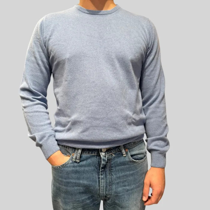 Maglione Girocollo Filippo De Laurentiis in Misto Lana Cashmere Celeste art. GC1ML WC12R 820, foto 1 di 2
