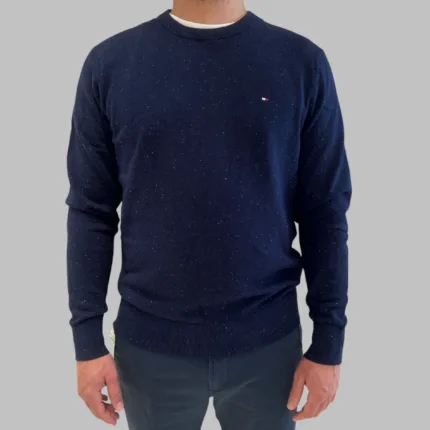 Maglione Girocollo Uomo in Cotton Cashmere Blu Melange Tommy Hilfiger art. MW0MW28046 0GY