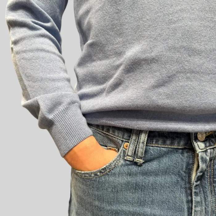 Maglione Girocollo Filippo De Laurentiis in Misto Lana Cashmere Celeste art. GC1ML WC12R 820, foto 2 di 2