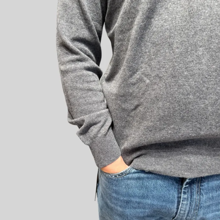 Maglione Mezza Zip Filippo De Laurentiis in Misto Lana Cashmere Grigio art. MZ1ML WC12R 930, foto 2 di 2