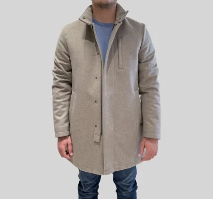 Giaccone Imbottito Uomo Richard Smith con Rivestimento il Lana Beige e Cappuccio a Scomparsa Art Connor