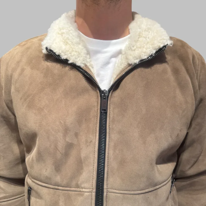 Montone Sherling Volfagli in Camoscio Beige Art Ungaretti Merinillo, foto 2 di 2