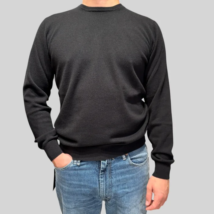 Maglione Girocollo Filippo De Laurentiis in Misto Lana Cashmere Nero art. GC1ML WC12R 990, foto 1 di 2