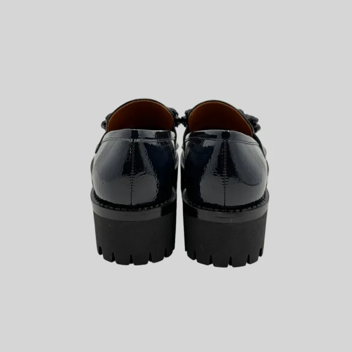 Mocassino Lorenzo Mari in Vernice Blu Con Accessorio Gioiello Tacco H 4 cm Art Connie 09, foto 4 di 4