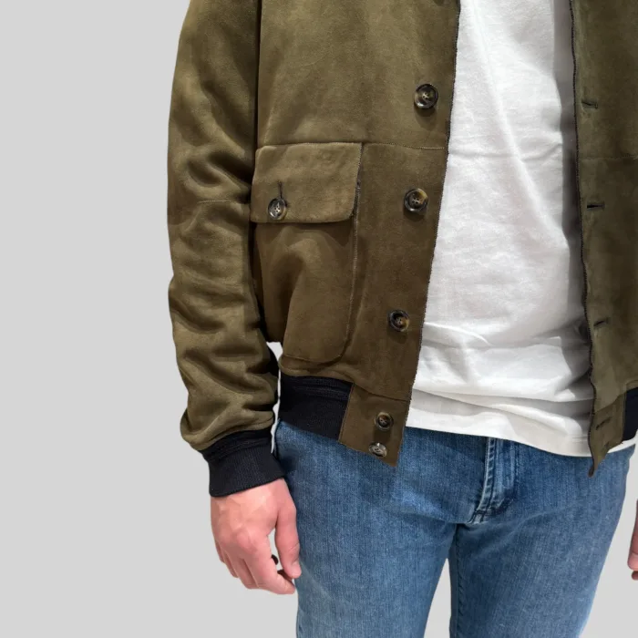 Giacca The Jack Leathers In Renna Verde Con Imbottitura Interna Staccabile Art Riverside, foto 3 di 4