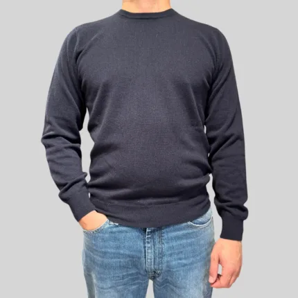 Maglione Girocollo Filippo De Laurentiis in Misto Lana Cashmere Blu Notte art. GC1ML WC12R 891