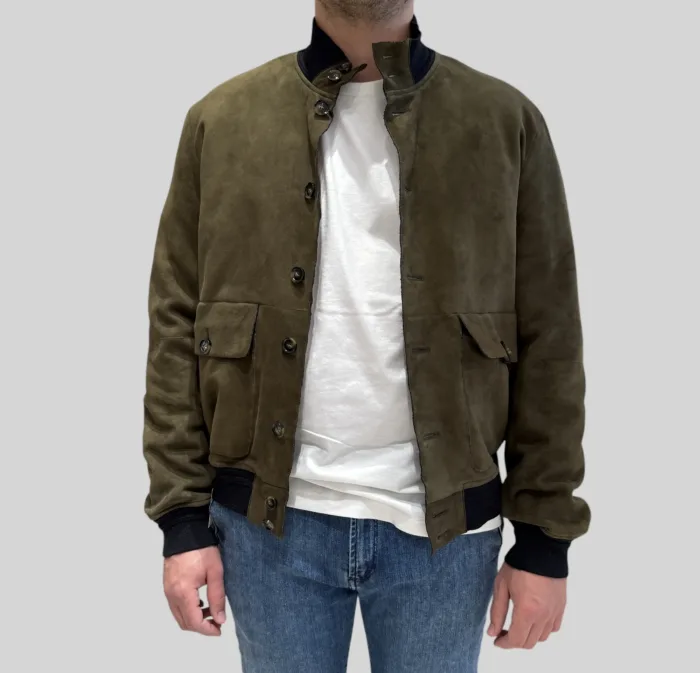 Giacca The Jack Leathers In Renna Verde Con Imbottitura Interna Staccabile Art Riverside, foto 4 di 4