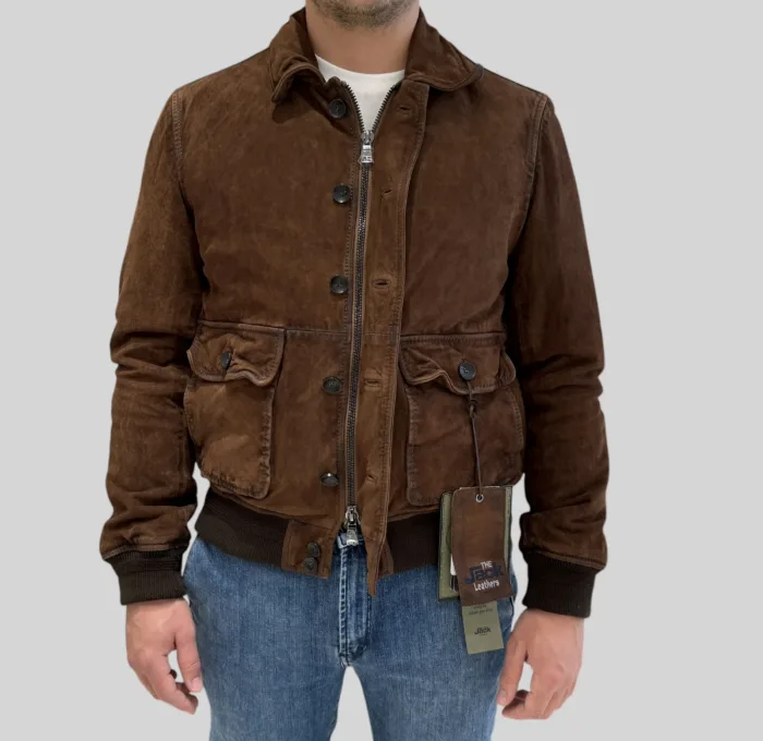 Giacca The Jack Leathers In Pelle Marrone Con Imbottitura Interna Art Ottawa, foto 1 di 6