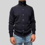 Cardigan Blouson Filippo De Laurentiis in Misto Lana Cashmere Blu Finezza 12 art. BB1ML WC12R 891