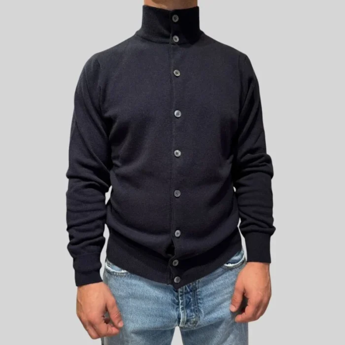 Cardigan Blouson Filippo De Laurentiis in Misto Lana Cashmere Blu Finezza 12 art. BB1ML WC12R 891, foto 1 di 2