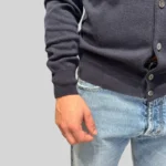 Cardigan Blouson Filippo De Laurentiis in Misto Lana Cashmere Blu Finezza 12 art. BB1ML WC12R 891 - immagine 2