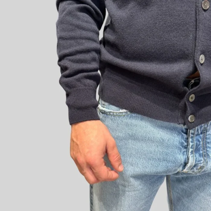 Cardigan Blouson Filippo De Laurentiis in Misto Lana Cashmere Blu Finezza 12 art. BB1ML WC12R 891, foto 2 di 2