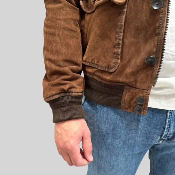 Giacca The Jack Leathers In Pelle Marrone Con Imbottitura Interna Art Ottawa, foto 5 di 6