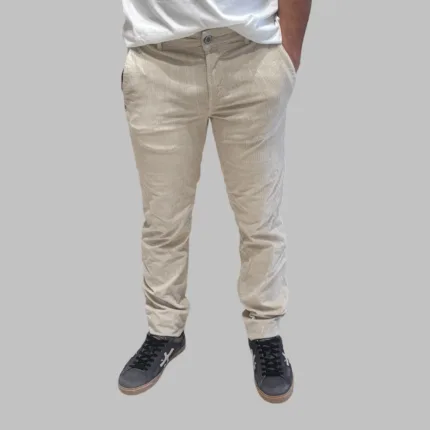 Pantaloni Tasca a Filo Camouflage In Velluto Costa Stretta Avorio art. Chinos Rey 17 ZIP T104
