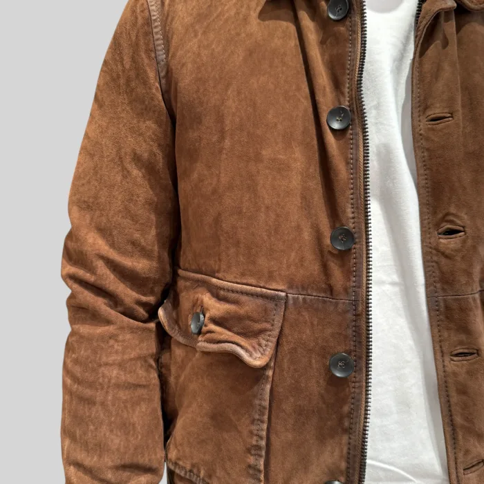 Giacca The Jack Leathers In Pelle Marrone Con Imbottitura Interna Art Ottawa, foto 3 di 6