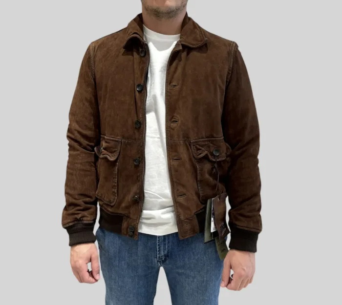 Giacca The Jack Leathers In Pelle Marrone Con Imbottitura Interna Art Ottawa, foto 2 di 6