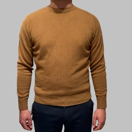 Maglione Girocollo Filippo De Laurentiis in Misto Lana Cashmere Finezza 7 Cammello art. GC3ML WC7R 090