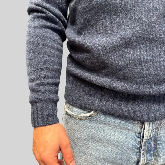 Maglione Girocollo Filippo De Laurentiis in Misto Lana Cashmere Finezza 7 Blu Melange art. GC3ML WC7R 880, foto 2 di 2