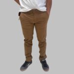 Pantaloni Tasca a Filo Camouflage In Gabardine di Cotone Elasticizzata Cammello art. Chinos Rey 17 ZIP T103