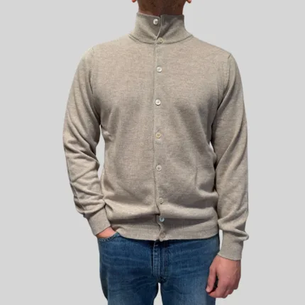 Cardigan Blouson Filippo De Laurentiis in Misto Lana Cashmere Beige Finezza 12 art. BB1ML WC12R 080
