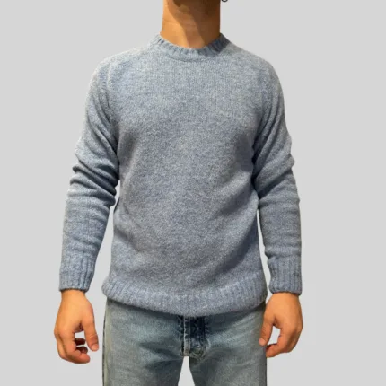 Maglione Girocollo Filippo De Laurentiis in Baby Alpaca Celeste Art. GC3MLM WA5R 811