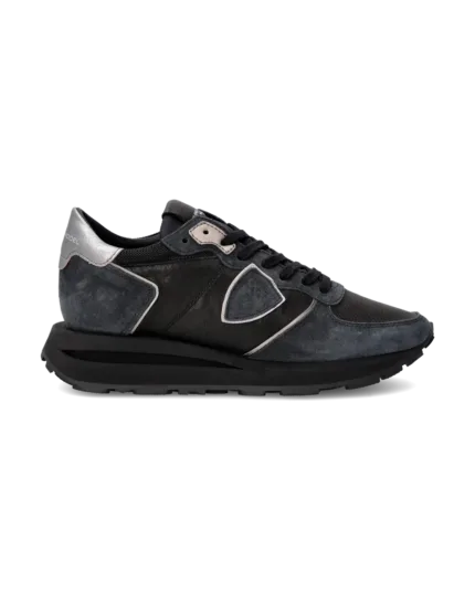 Sneakers Donna Philippe Model Tropez Haute In Camoscio e Pelle Nera cod. TKLD WX02