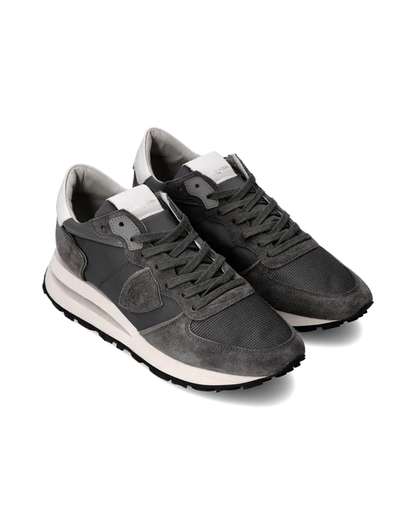 Sneakers Uomo Philippe Model Tropez Haute In Camoscio e Nylon Grigio cod. TKLU W011, foto 2 di 6