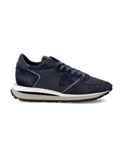 Sneakers Uomo Philippe Model Tropez Haute In Camoscio e Pelle Blu cod. TKLU XI03
