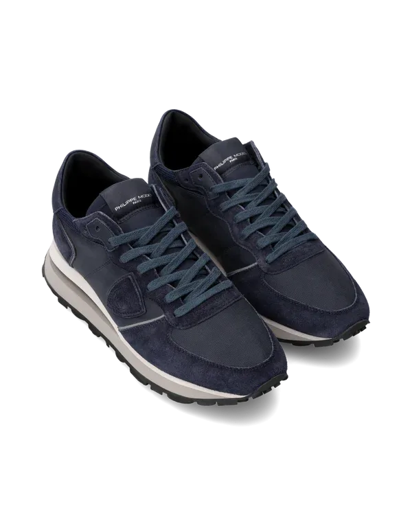 Sneakers Uomo Philippe Model Tropez Haute In Camoscio e Pelle Blu cod. TKLU XI03, foto 2 di 6