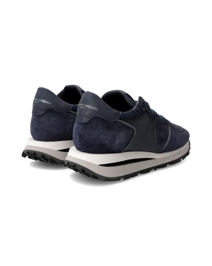 Sneakers Uomo Philippe Model Tropez Haute In Camoscio e Pelle Blu cod. TKLU XI03, foto 3 di 6