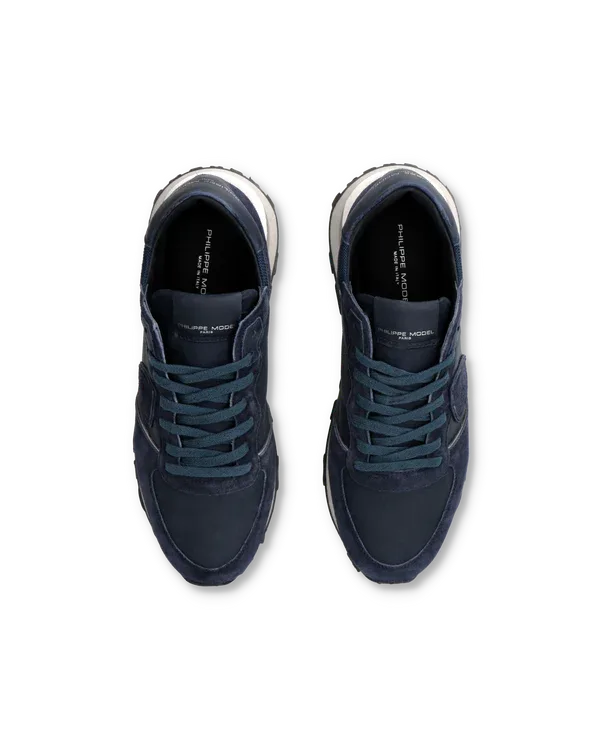 Sneakers Uomo Philippe Model Tropez Haute In Camoscio e Pelle Blu cod. TKLU XI03, foto 4 di 6