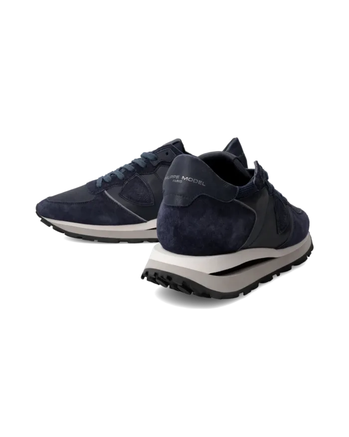 Sneakers Uomo Philippe Model Tropez Haute In Camoscio e Pelle Blu cod. TKLU XI03, foto 6 di 6