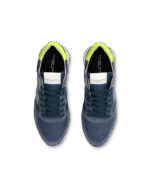 Sneakers Uomo Philippe Model Tropez In Camoscio Blu Denim e Dettagli Giallo Fluo cod. TZLU WN80 - immagine 4