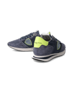 Sneakers Uomo Philippe Model Tropez In Camoscio Blu Denim e Dettagli Giallo Fluo cod. TZLU WN80 - immagine 6