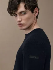 Maglione Uomo RRD Bouclè Round Knit Blu in Lana Art. W24163 Col 60, foto 5 di 5