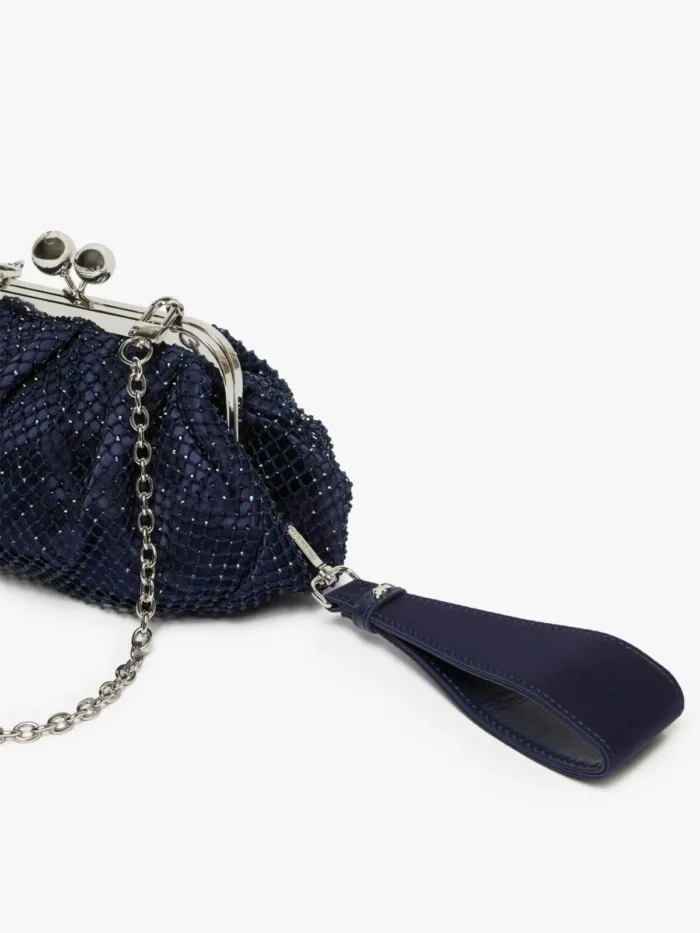 Borsa Weekend MaxMara pasticcino bag small in rete strass blu oltremarino art. EDITA, foto 2 di 4