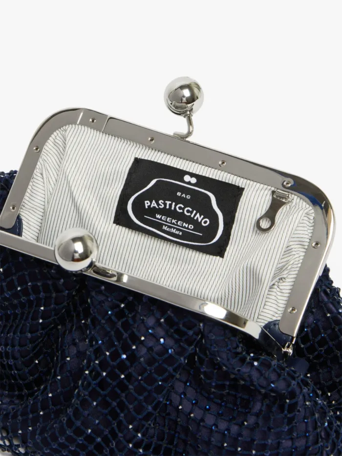 Borsa Weekend MaxMara pasticcino bag small in rete strass blu oltremarino art. EDITA, foto 4 di 4