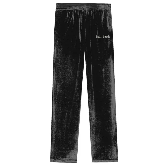 Pantalone Felpa In Ciniglia Mc2 Saint Barth Nera art. Yvonne Chenille SB 00 EMB, foto 1 di 1