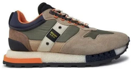 Sneaker Uomo Blauer in Camoscio Beige e Dettagli Verdi art. F4HERON02/COS