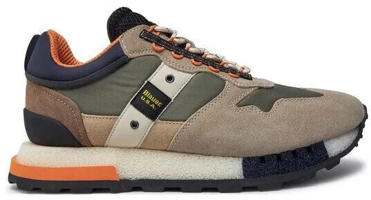 Sneaker Uomo Blauer in Camoscio Beige e Dettagli Verdi art. F4HERON02/COS, foto 1 di 1