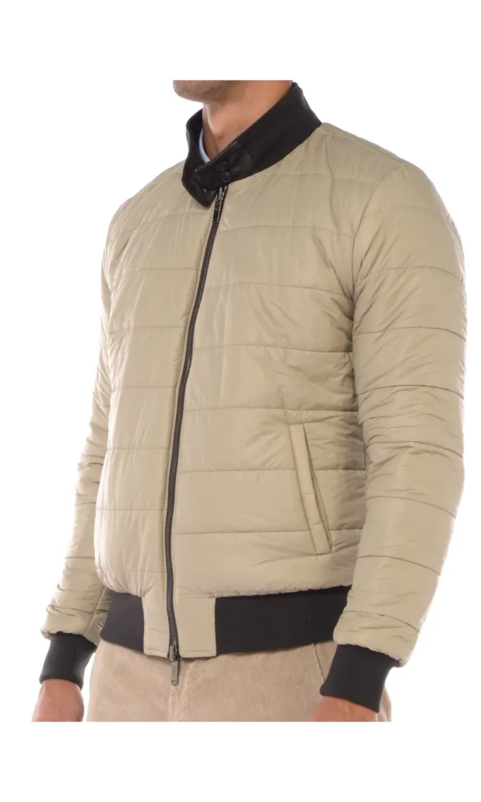 Giubbino Volfagli in Pelle Nera Interno Nylon Beige Double Face Art FOX 18 REV, foto 3 di 3