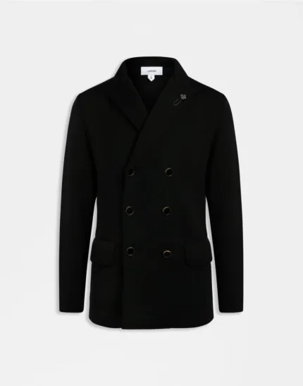 Giacca Peacot Doppiopetto Lardini in Maglia Nera Art. IVLJMP02N IV63004 999