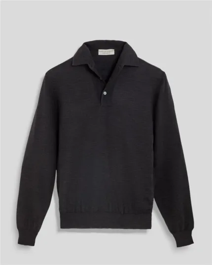 Polo In Maglia Filippo De Laurentiis in Pura Lana Merino Grigio Antracite art. PL1MLPAR RM16R 980
