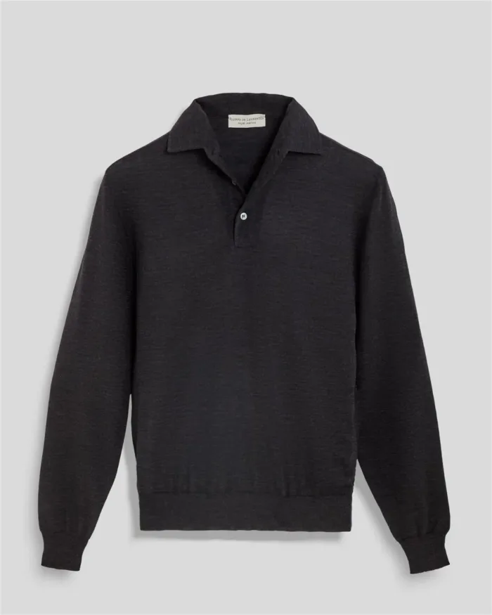 Polo In Maglia Filippo De Laurentiis in Pura Lana Merino Grigio Antracite art. PL1MLPAR RM16R 980, foto 1 di 2